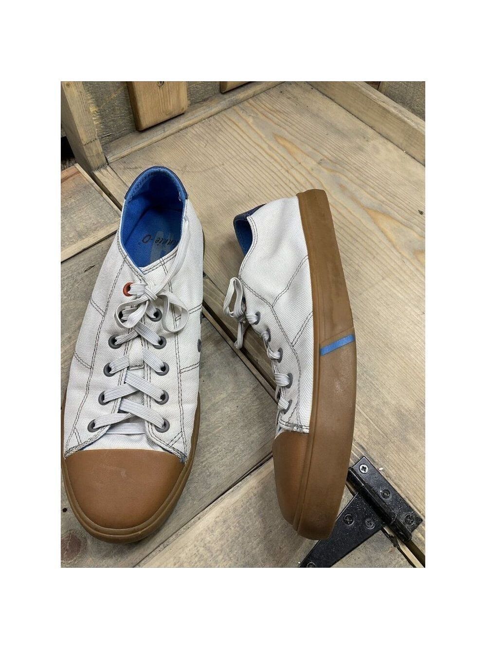 𝅺JOHNNIE-O Sail Away Sneakers White Canvas Men’s Size 8 Rubber Toe Preowned - Picture 6 of 9